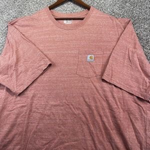 Carhartt T-Shirt Mens 5XL Loose Fit Short Sleeve Pink Pocket Crew Neck Heavy